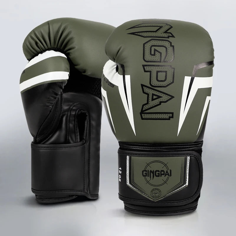 GINGPAI Men Women 8 10 12 14 oz Boxing Gloves Muay Thai Profession Kickboxing Adults Sandbag Guantes MMA Sanda Training De Boxeo
