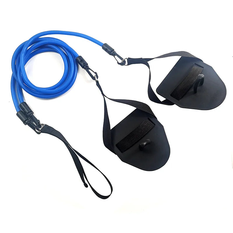Swimming Resistance Band Set with Hand Paddles Handles Exercise Workout Bands for Women Men 1.2m Stretch Cord