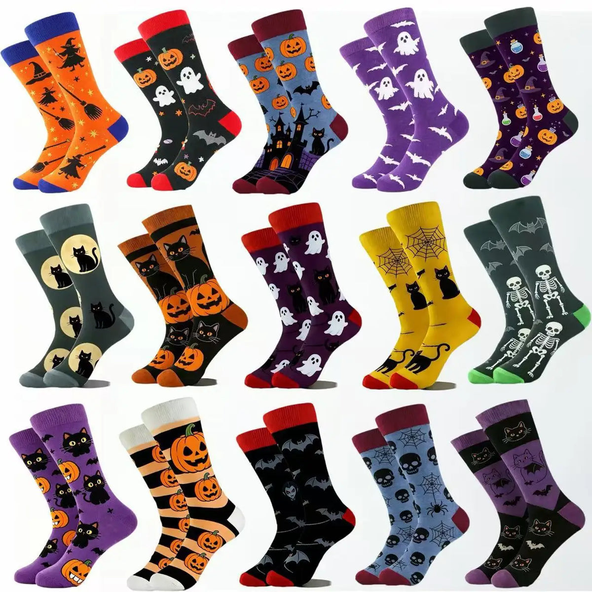 1 Pair of Personality Bat Mid Tube Men's Socks Skull Women's Socks Spider Tide Socks Bloody Hand Halloween Women's Socks