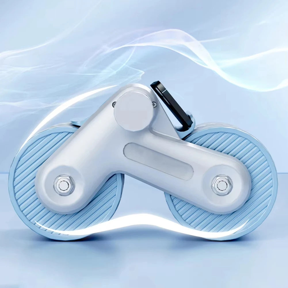 Auto Rebound Double Wheel Ab Roller with Phone Holder Non-Slip Abdominal Workout Wheel Home Core Trainer for Beginner Fitness