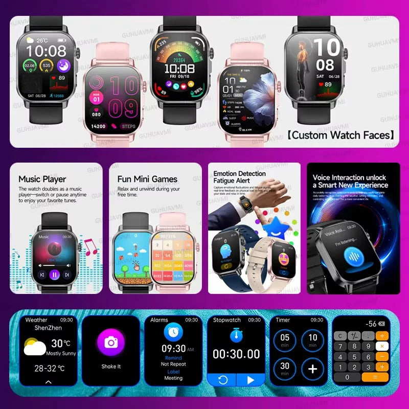 2026 Original Women Health Accurate Diagnosis Smart Watch ECG+HRV BP Blood Oxygen Uric Acid Heart Rate Bluetooth Call Smartwatch