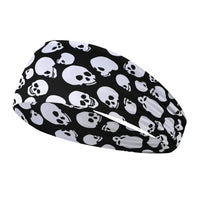 Elastic skull print sports headband, sweat-absorbent sports headband, unisex non-slip fitness headband, cycling street headband