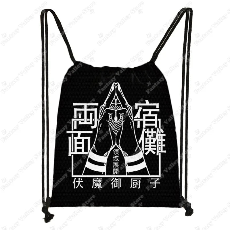 Anime Jujutsu Kaisen Backpacks Gojo Satoru Yuji Itadori Drawstring Bag Harajuku Large Capacity Storage Bags Outdoor Shoulder Bag