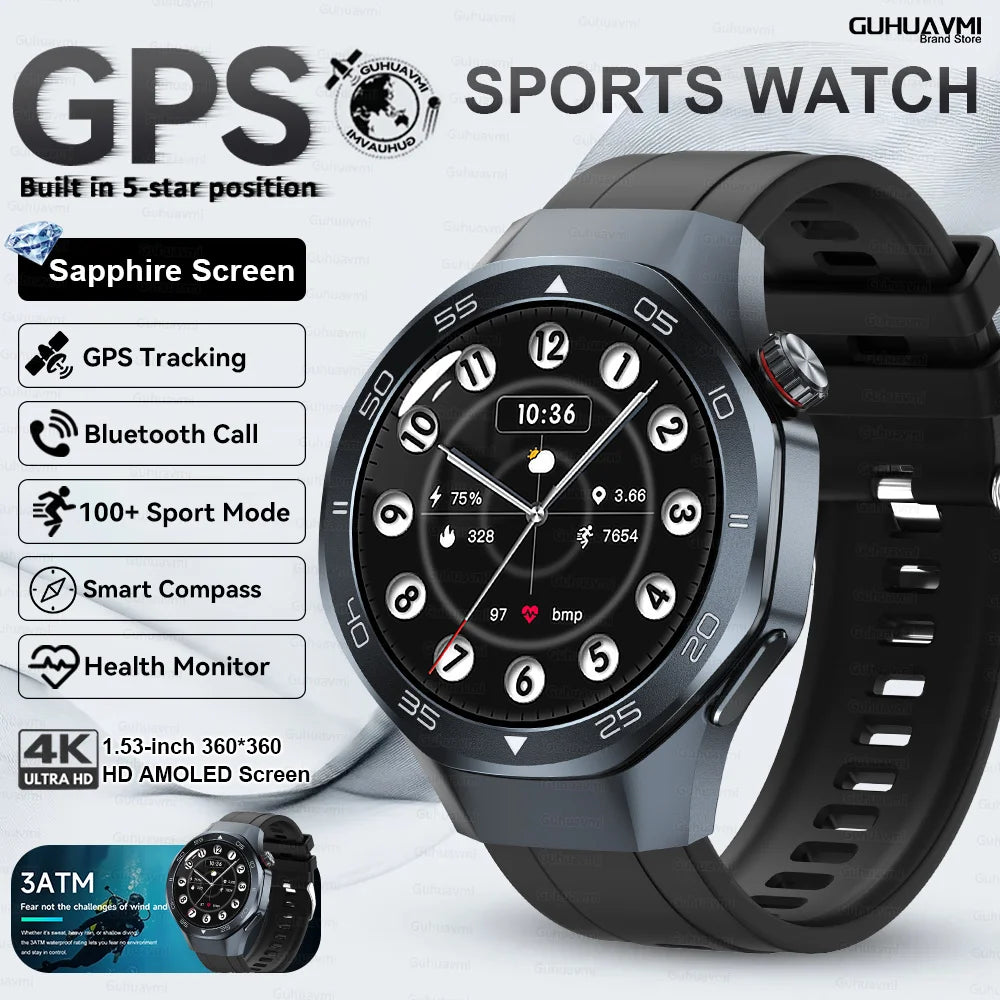 New Watch 6 Pro SmartWatch Built-in GPS Bluetooth Call Heart Rate 3ATM Waterproof  1.53