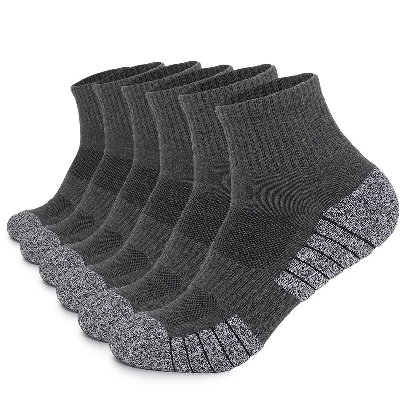 6 Pairs Outdoor Sports Socks Thickened Towel Bottomed Hiking Socks Sweat-Absorbing Short Tube Sports Running Socks Men Socks