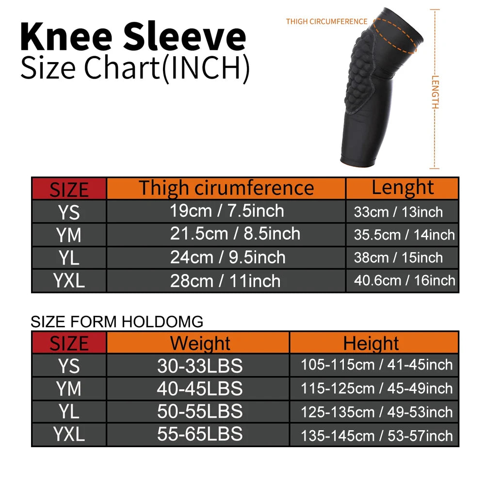 1/2Pcs Honeycomb Knee Support Knee Pads Brace Leg Sleeve Calf Compression Knee Protection For Kids Child Sports Football