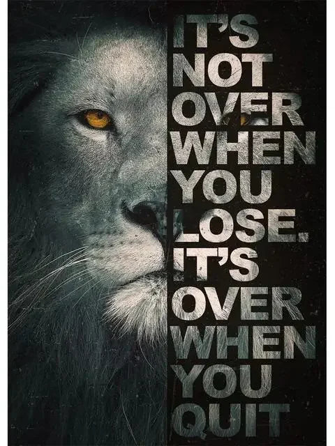 Inspirational Lion Success Quote Canvas Print  Motivational Wall Art for Office  Living Room Decor  Uplifting Animal Poster for