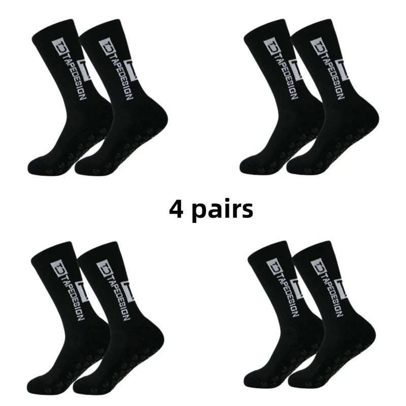 4 pairs of new anti slip band design football socks with mid calf anti slip football sports bike sports men's socks