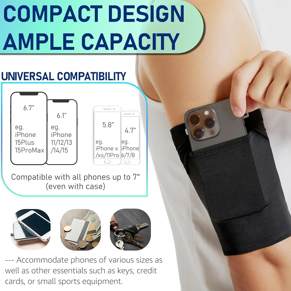 Sports Arm Bag Phone Holder for Running, Cell Phone Arm Bands, Phone Strap Armband for Men Women Running, Walking, Hiking,Biking