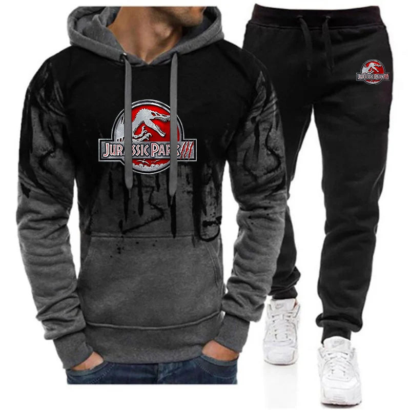 2025 Spring And Autumn Man's Popular High end Luxury Premium Hoodies Jurassic Park Logo Print Sports Long Pants Suits