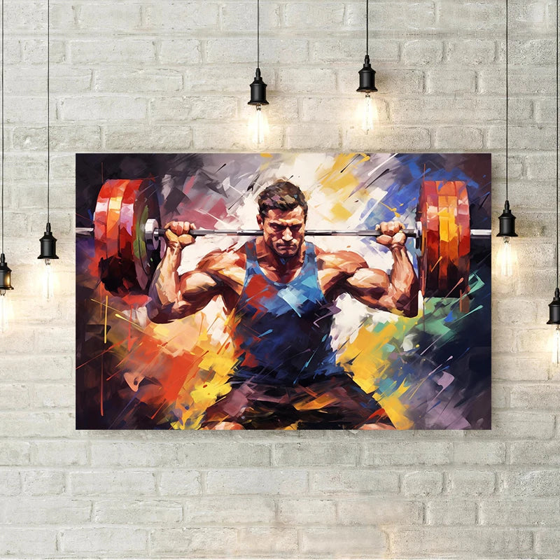Gym Dumbbells Barbell Canvas Painting Print Fitness Studio Poster Motivational Wall Art Picture for Living Room Home Decor