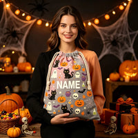 Large Halloween Canvas Gift Bag with Drawstring Reusable Personalized Gift for Halloween Package