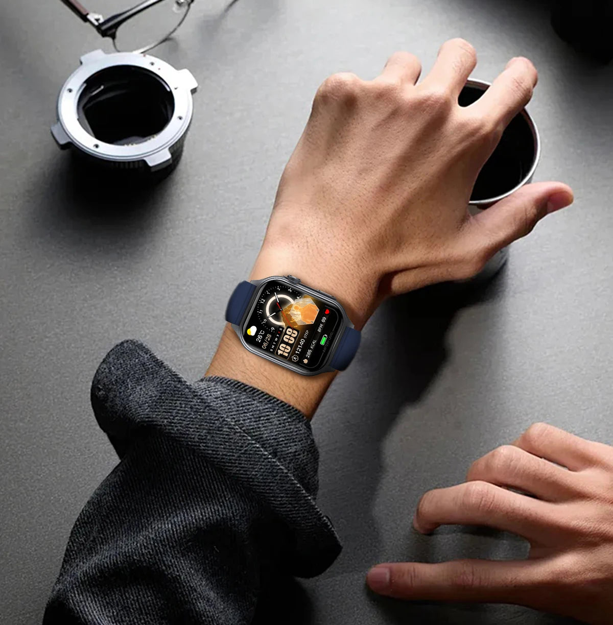 GE500 Nano SIM Card 4G B1 B3 B5 B8 HD Calling for Calling ECG SmartHealth Management Watch Leather Answer Calls Fitness Tracker