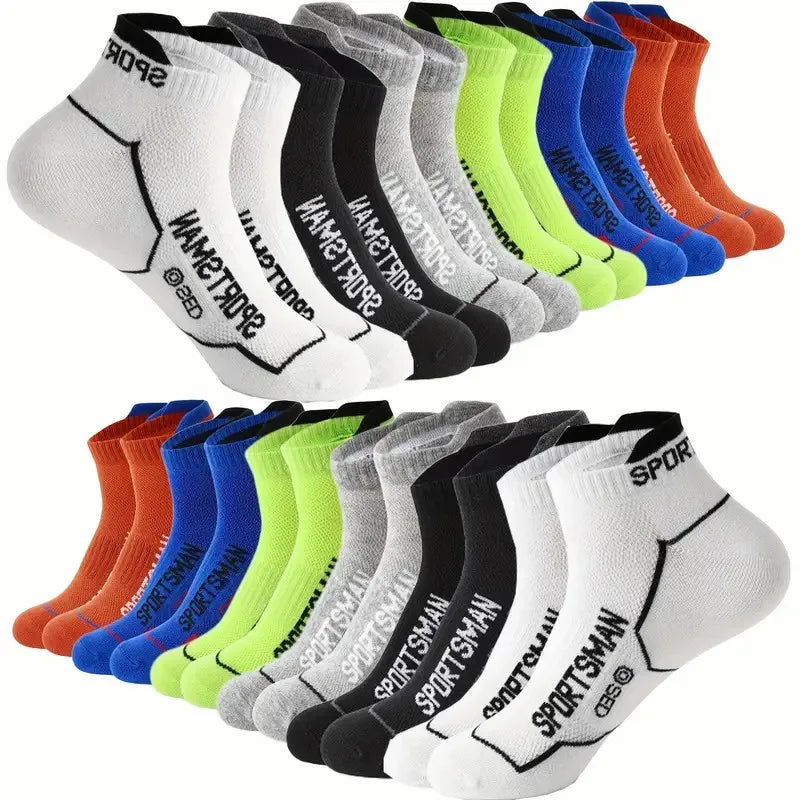 10/12 Pairs High-Quality Knitted Anti Odor Men Sports Socks Summer Sweat Absorbing Mesh Breathable Couple Running Casual Socks