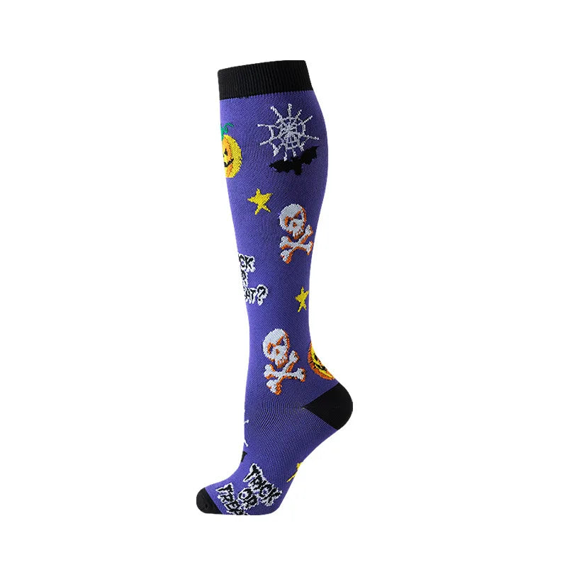 Compression Socks Sports Jump Rope Yoga Elastic Pressure Calf Stockings Socks Varicose Veins Compress Halloween Christmas New