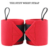 Stiff Wrist Strap for Weightlifting, Red Nylon, Powerlifting Wrist Wraps, Strength Training, Padded Sport Safety, 1Pair