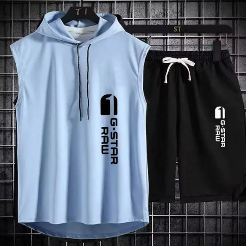 Men's track suit summer sportswear two-piece t-shirt shorts brand tracksuit jogging men's sports suit fitness clothes exercise