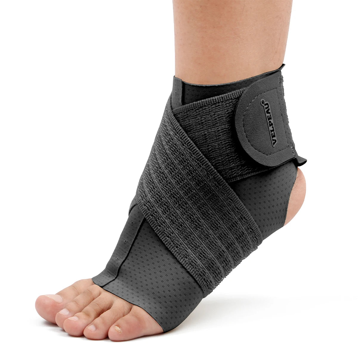 VELPEAU Ankle Support Brace, Ankle Compression Sleeve with Adjustable Strap for Sports Running Cycling and Plantar Fasciitis