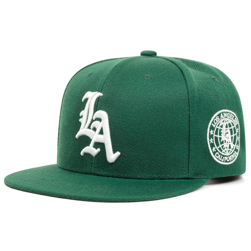 2026 New Los Ange Earth Letter Embroidered Cotton Flat Edge Hat Women Simple Baseball Hat Sunshade Hat Men's Outdoor HipHop Hat