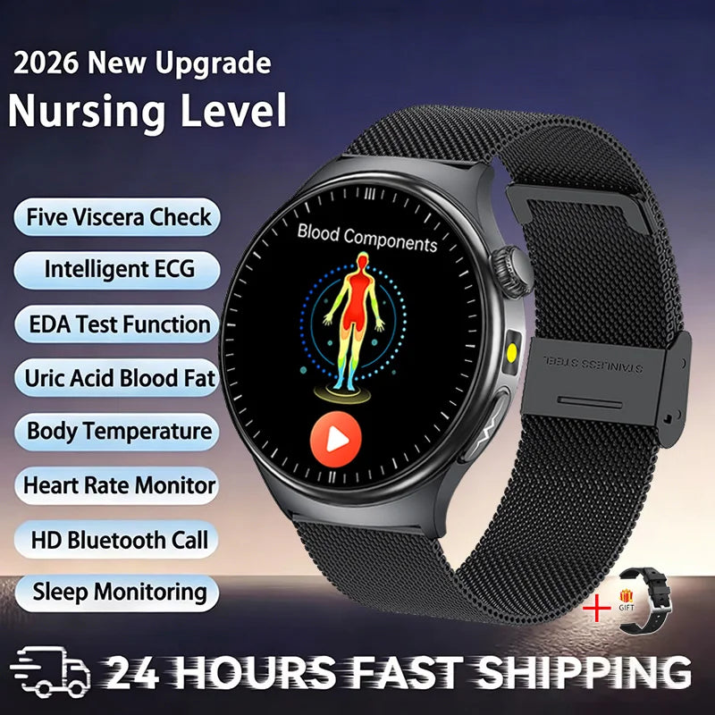 2026 New Accurate Diagnosis ECG Smart Watch Body Fat Blood oxygen BP Health Sport HD AMOLED Screen call Smart watch Men Women