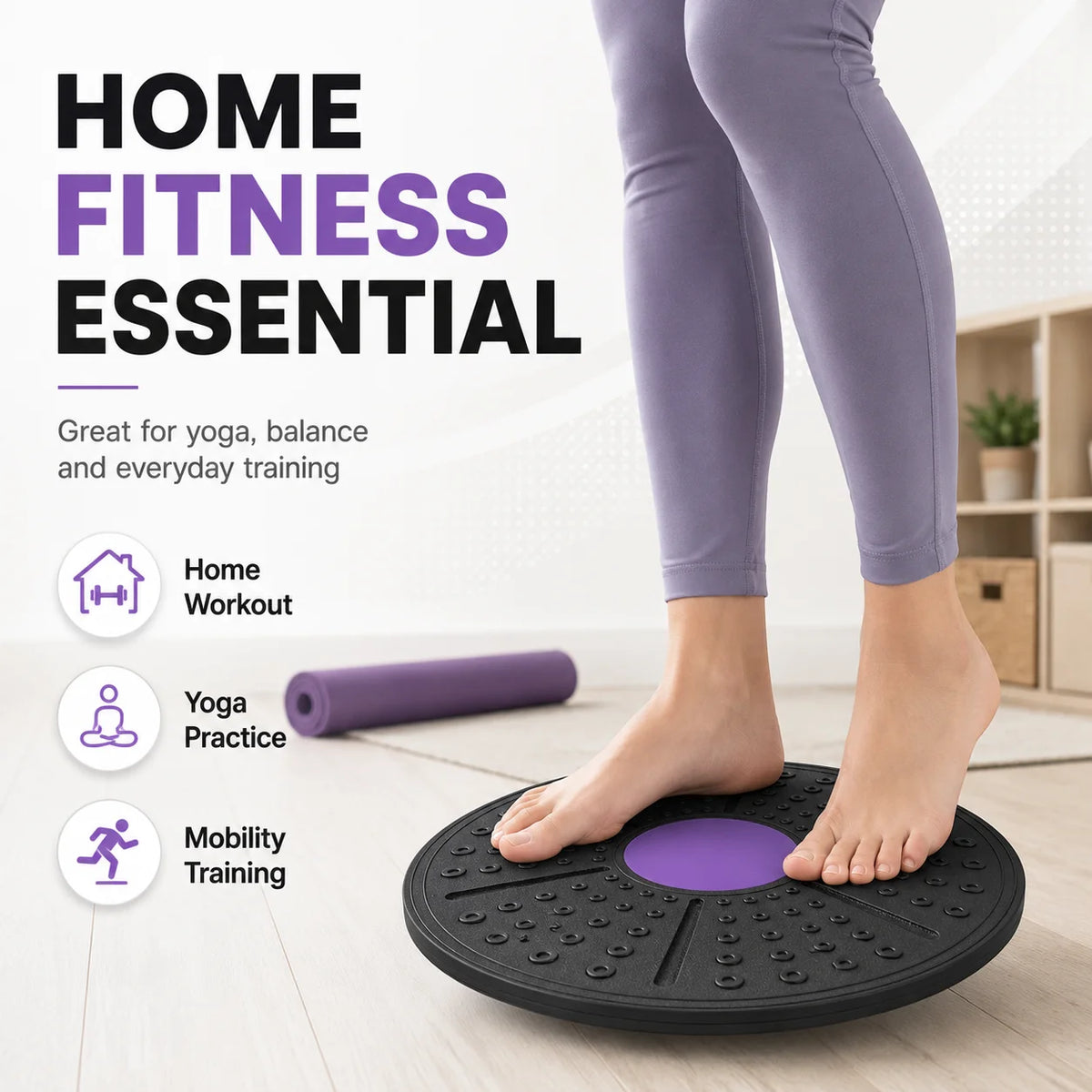 Thickened Balance Board Anti Slip Wobble Disc Core Stability Trainer for Yoga Fitness Kids Coordination Foot Ankle Exercise Pads