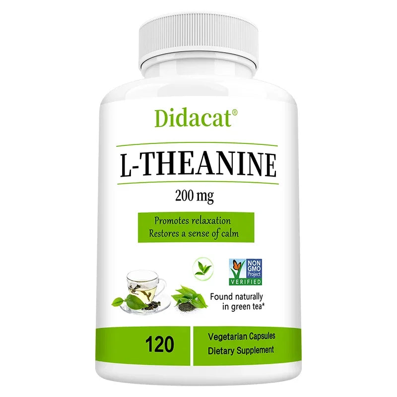 L-Theanine 200mg Vegetarian Capsules, Natural Amino Acid Supplement for Relaxation & Mood Balance, Support Mental Focus & Calm