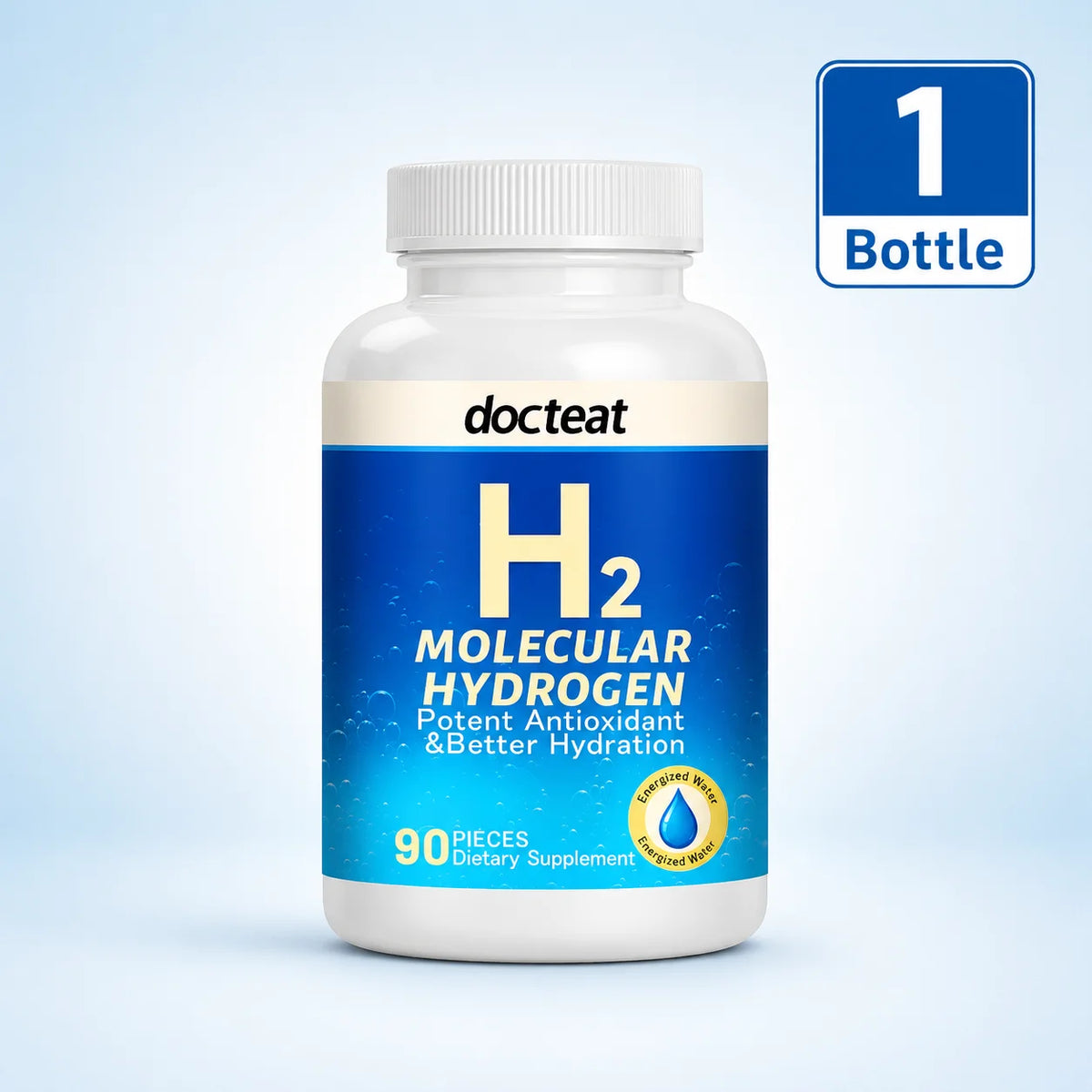 90pcs H2 Molecular Hydrogen Water Tablets with Magnesium 160mg Effervescent Drink Supplement for Travel Gym Home Hydration