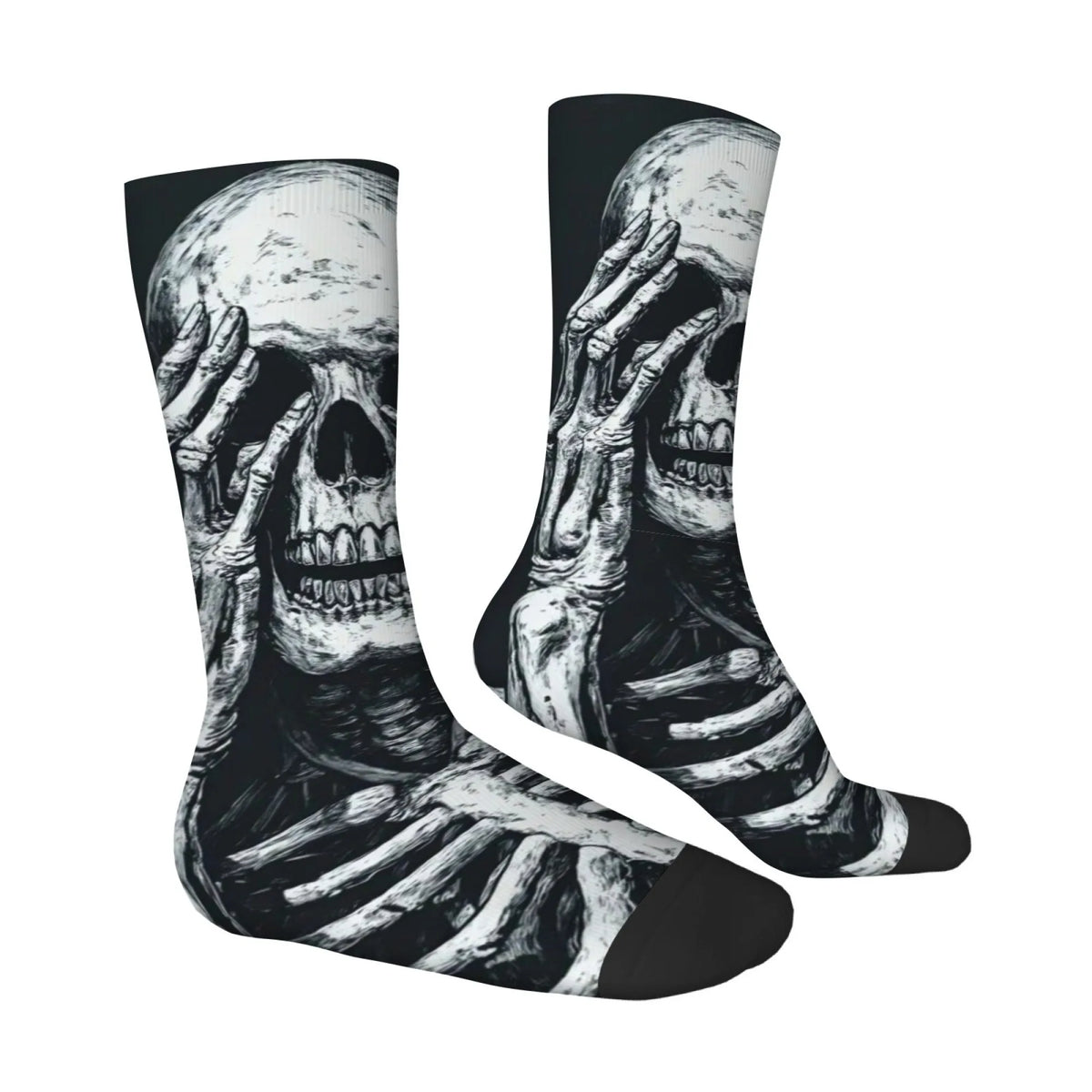 Dark Sketch Style Skull Socks Quick-drying Breathable Non-slip Men's Socks Travel Casual Running Trendy Novel Compression Socks