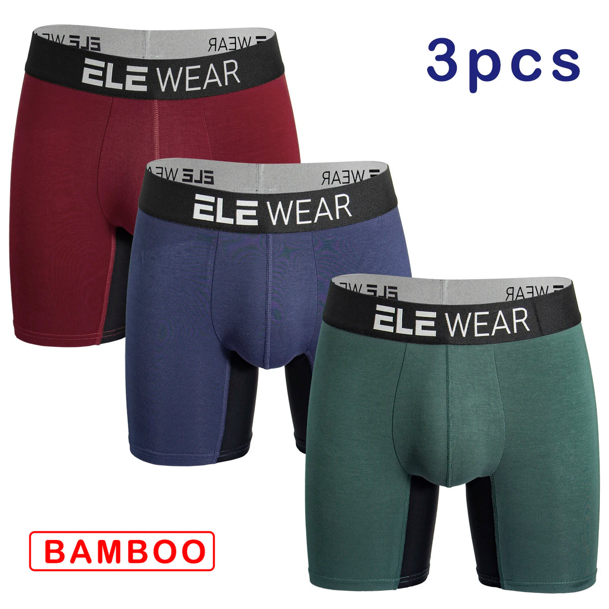 Bamboo Men's Underwear Long Sports Underwear, Moisture-Wicking, Boxer Briefs For Men