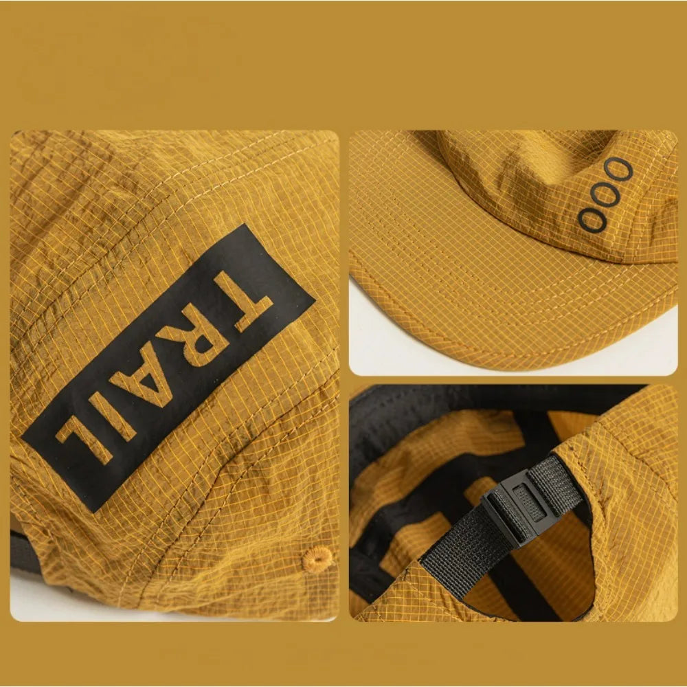 Korean 5‑Panel Letter Printed Baseball Cap, Quick‑Dry Plain Hat for Men Women Outdoor Running Casual Fashion Headwear