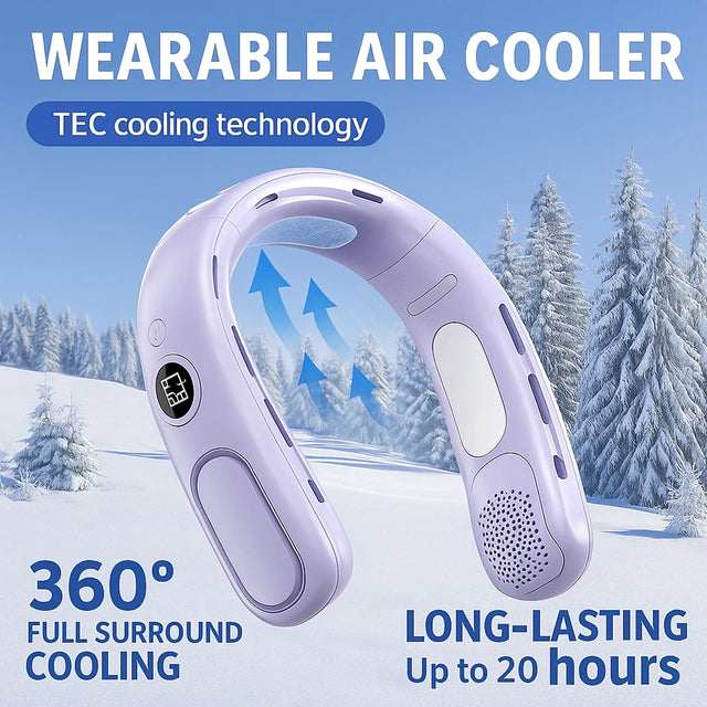 N90 Neck Fan Semiconductor Cooling 5-Speed Bladeless Wearable Fan USB Rechargeable Portable Outdoor Travel Camping