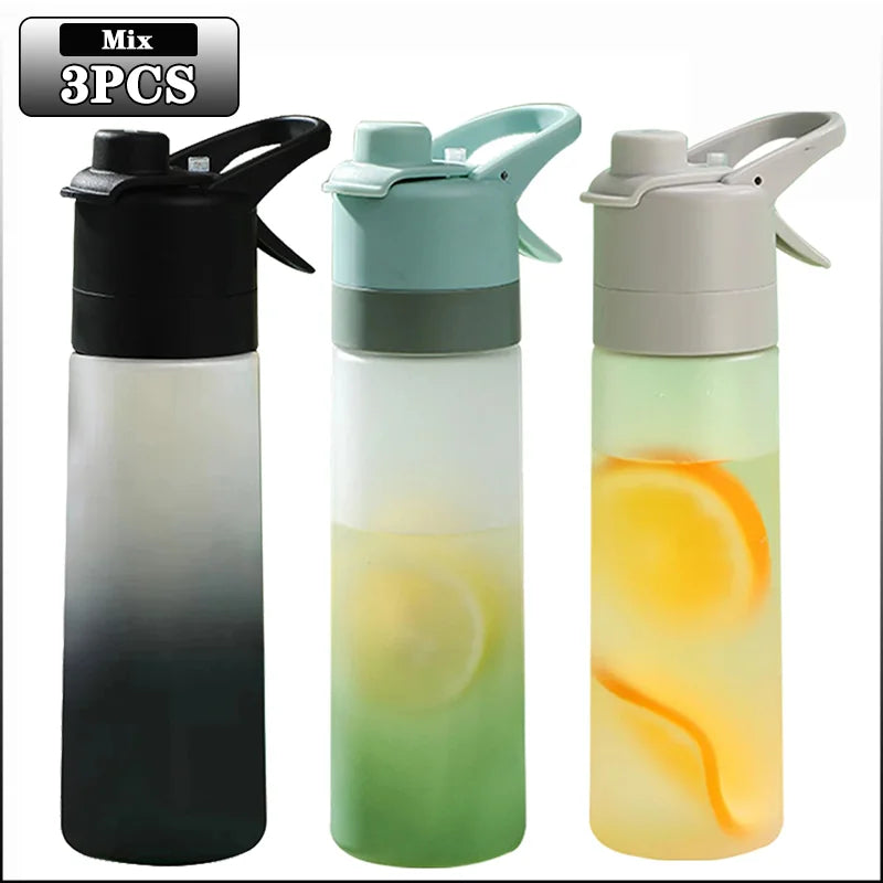 1-4PCS Large Capacity Spray Water Bottle with Straw Gradient Frosted Portable Outdoor Sports Travel Mist Sprayer Reusable Cup