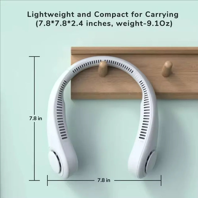 3 Speed Adjustable Bladeless Neck Fan Portable Rechargeable Mini Hanging Neck Air Cooler Long Battery Life For Summer Outdoor