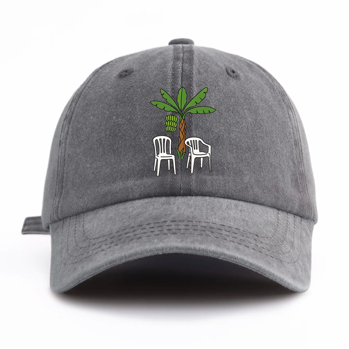 1pc Chair And Tree Print Washed Baseball Cap for Adults,  Minimalist Retro Style Casual Soft Adjustable Dad Hat, Perfect As Gift