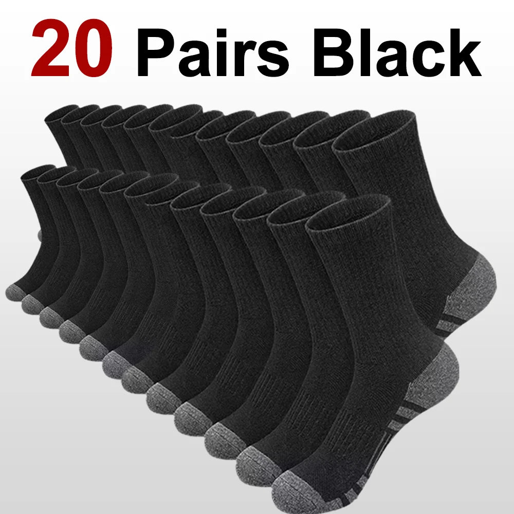 10/20/30 Pairs Men Outdoor Sports Socks Anti Odor Sweat Absorbing Breathable Comfortable Basketball Cycling Running Casual Socks