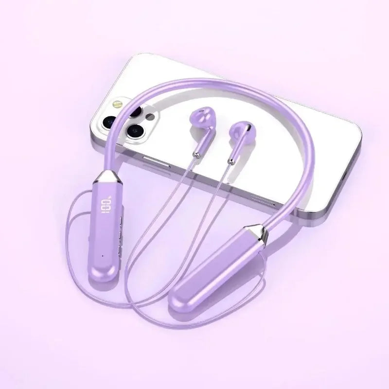 Wireless Neckband Earphones Bluetooth 5.3 Headphones Gaming Power Display Headset TWS Earbuds Sport Headset With Mic