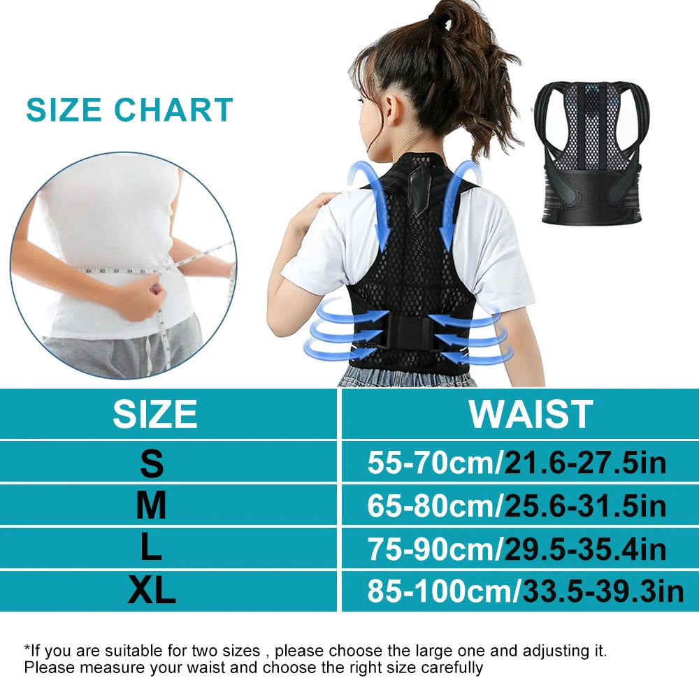 1PCS Posture Corrector for Kids Adjustable Back Straighter Shoulder Pads Upper Back Posture Brace for Teenagers Spinal Support