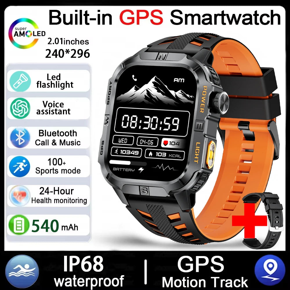 2026 Outdoor New 540mAh Battery T-Rex 3 Military Grade Smart Watch Men IP69K Waterproof GPS HD Bluetooth Call 100+Sports Watch