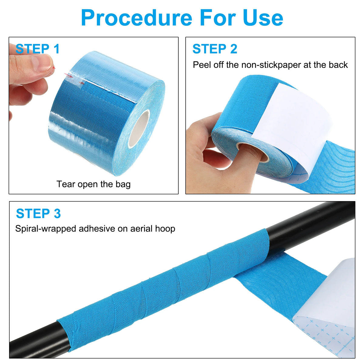 1/3 Roll 2.5cm Aerial Hoop Tape Athletic Tape Adhesive Non-Slip Grip Tape Yoga Rig Sport Tape for Wrapping Exercises Gymnastics