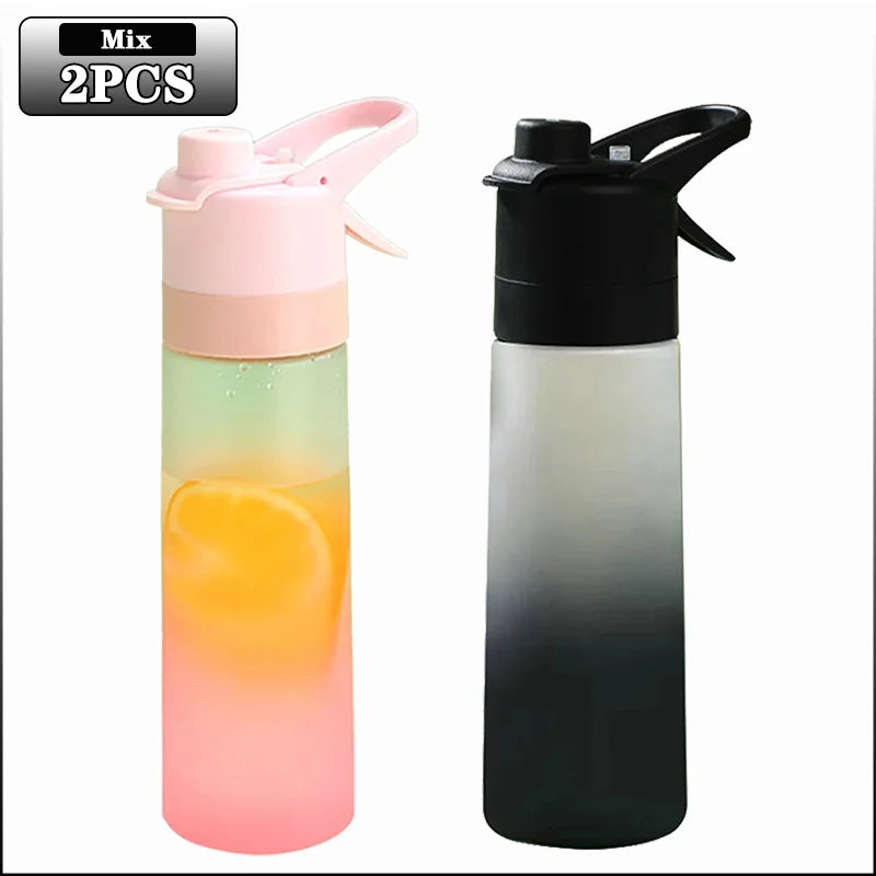 1-4PCS Large Capacity Spray Water Bottle with Straw Gradient Frosted Portable Outdoor Sports Travel Mist Sprayer Reusable Cup