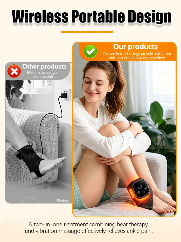 Electric Ankle Massager with Heating and Vibration Wireless Foot Ankle Massager