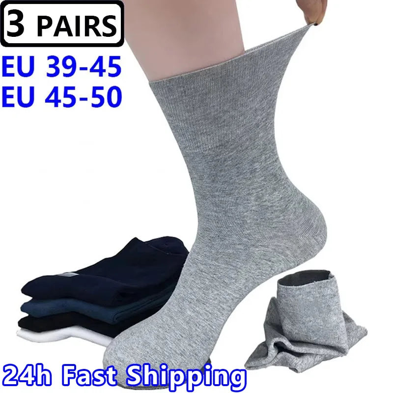 3 Pairs Plus Size EUR 45-50 Prevent Varicose Veins Socks Mens Diabetics Patients Cotton Loose Mouth Sock Man Women Comfort Meias