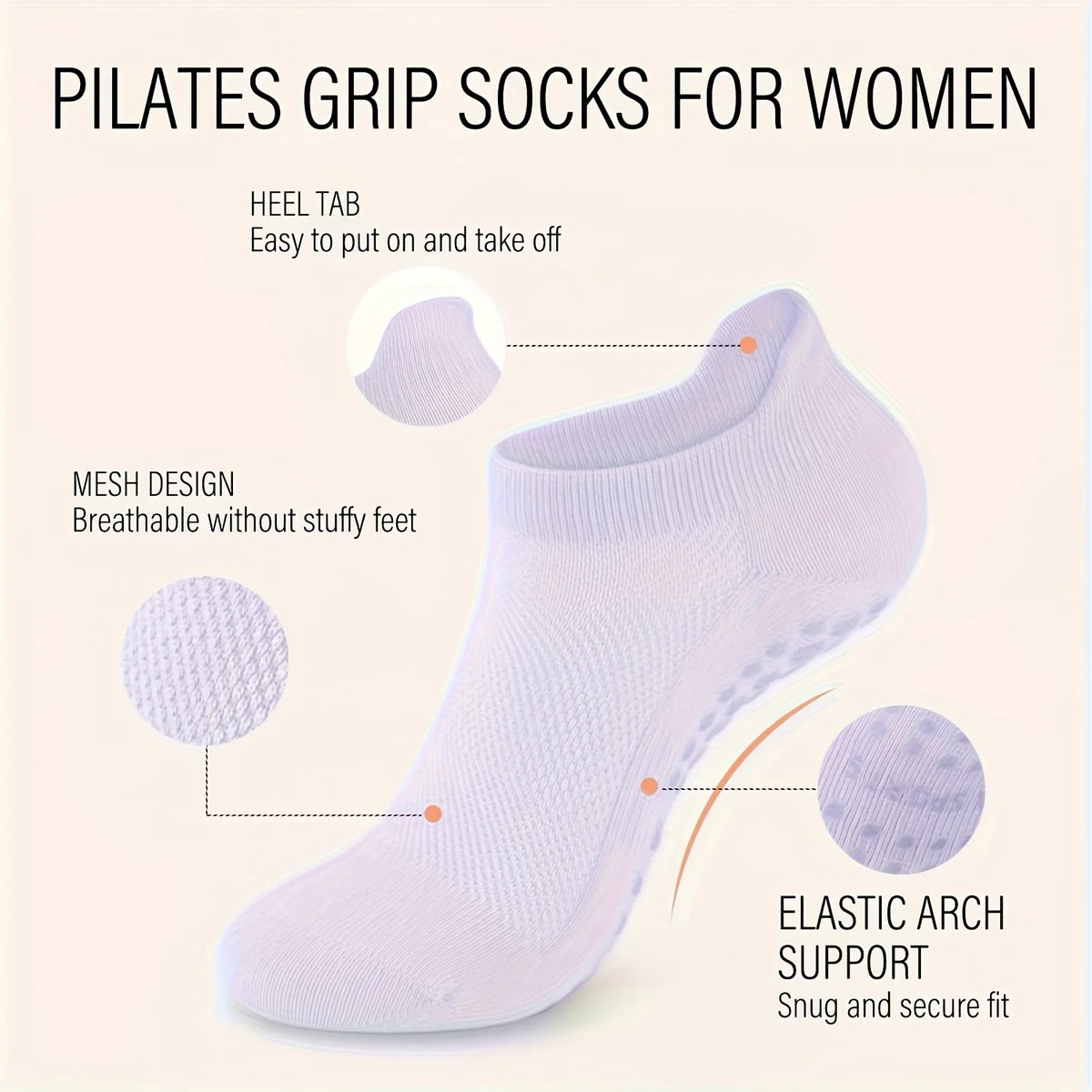 1-4 Pairs Grip Pilates Socks for Women Yoga Athletic Socks for Barre Ballet Barefoot Workout