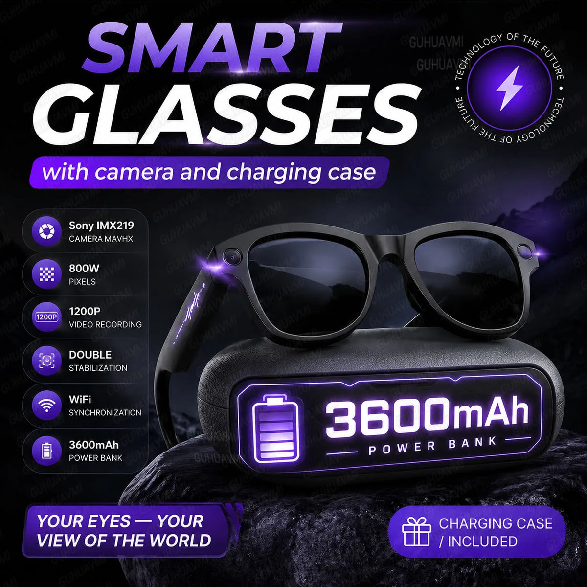 2026 New AI Video Glasses 1080P HD Camera Recorder Bluetooth Audio Voice Control Touch WiFi Sync Smart Glasses for Travel Use HD
