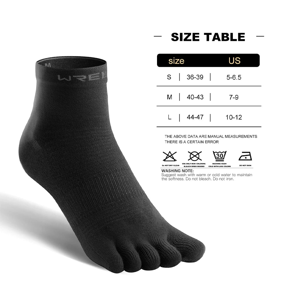 WRELS Quick Dry Sports Socks Sweat Wicking Breathable CoolMax Running Cycling Fitness Marathon Split Toe Athletic Pair