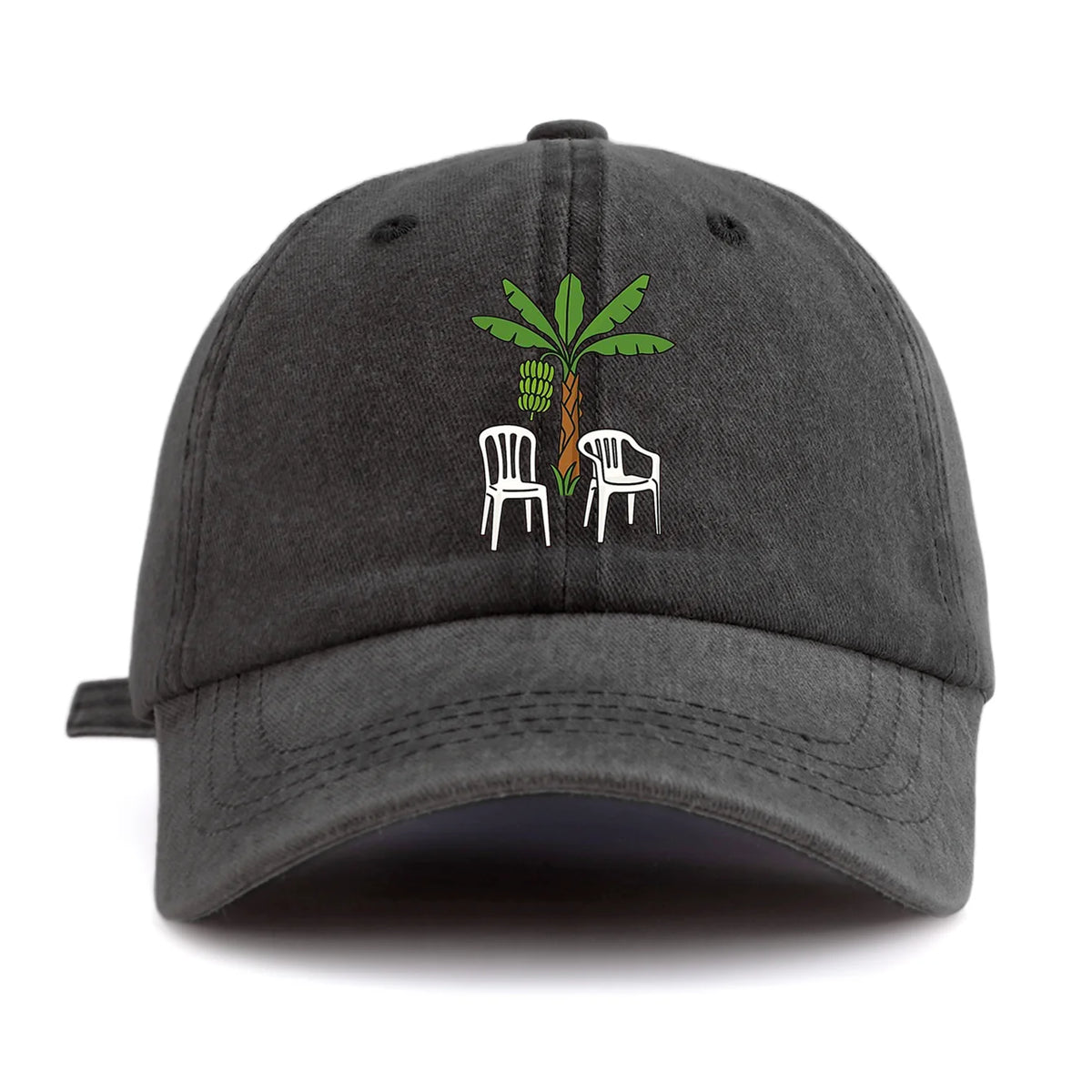 1pc Chair And Tree Print Washed Baseball Cap for Adults,  Minimalist Retro Style Casual Soft Adjustable Dad Hat, Perfect As Gift