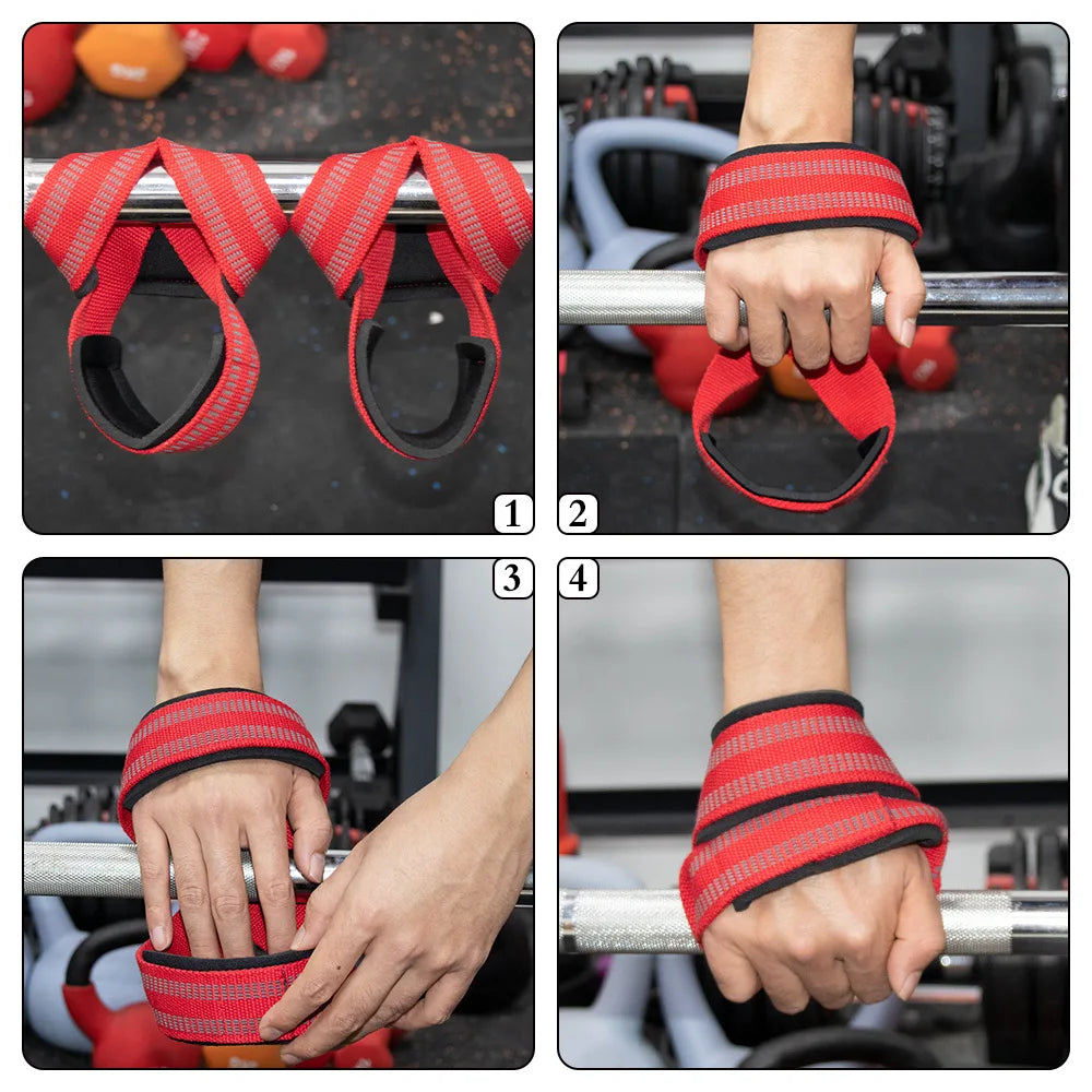 2PCS Weightlifting Hand Belt Anti-Slip Sport Fitness Wrist Wraps Straps Gym Support Lifting Grip Belt Fitness Bodybuilding