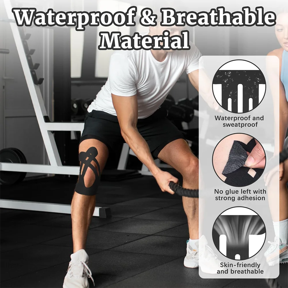 10pcs Kinesiology Tape for Knees, Knee Support & Stability, Knee Pain Relief Athletic Tape - Waterproof & Elastic, Breathable