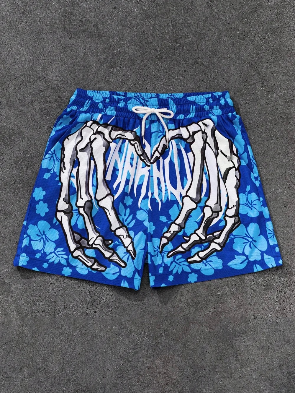 Fashion Men's 3D Skeleton Hand Printed Shorts Men Sports Breathable Oversize Beach Shorts Casual Swim Trunks Men Summer Clothing