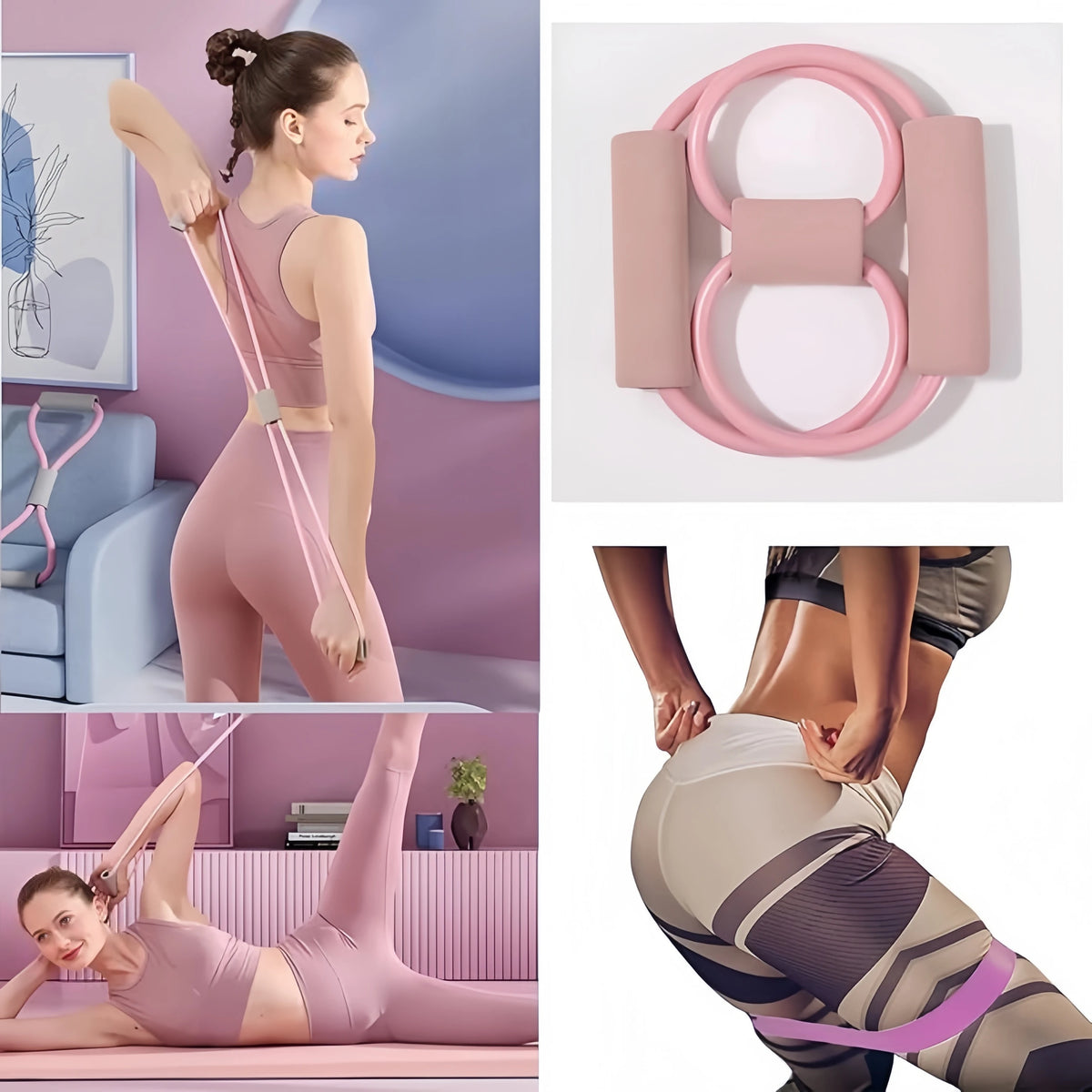 10-Piece Pilates Loops Yoga Kit, Stretch Belt Yoga Ball Rally Belt - Fitness Equipment for Stretching, Shaping and Core Training